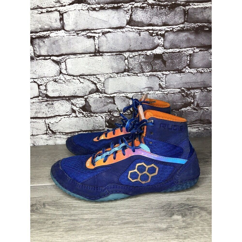 RUDIS Blue Synthetic Orange Lace Up Wrestling Shoes Men's Sz 9M US/42EU Ninja